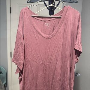 247 Woman Dusty Mauve V-Neck Short Sleeve Tee